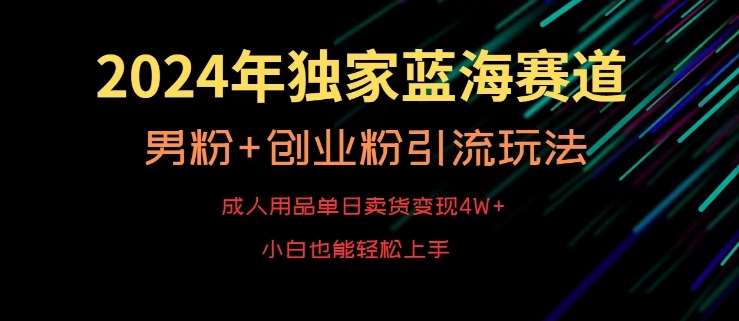 2024年独家蓝海赛道，成人用品单日卖货变现4W+，男粉+创业粉引流玩法，不愁搞不到流量【揭秘】-靠谱项目库