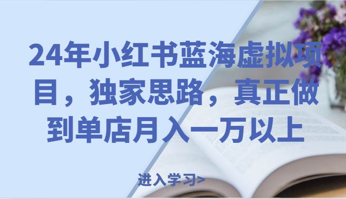 24年小红书蓝海虚拟项目，独家思路，真正做到单店月入一万以上。-靠谱项目库