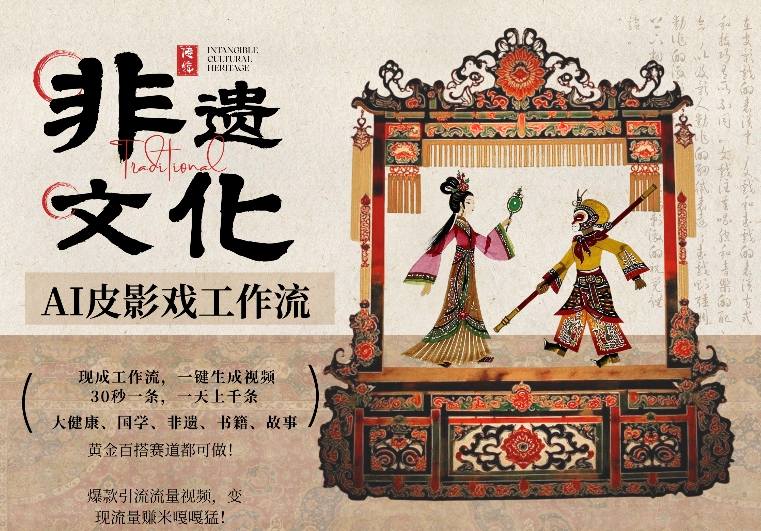 AI一键生成民俗文化非遗皮影戏视频，一刀不剪无需剪辑，30S一条，一天上百条，流量财富嘎嘎猛-靠谱项目库