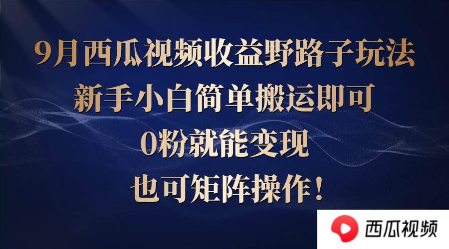 （12760期）西瓜视频收益野路子玩法，新手小白简单搬运即可，0粉就能变现，也可矩…-靠谱项目库