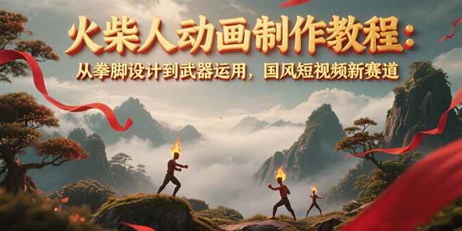 火柴人动画制作教程：从拳脚设计到武器运用，国风短视频新赛道-靠谱项目库