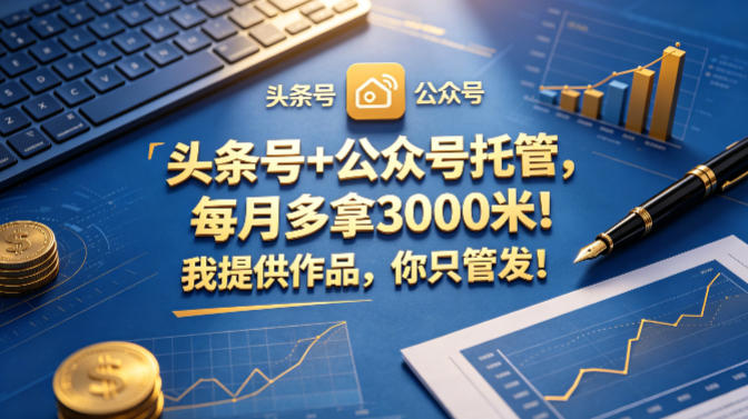 头条号+公众号托管，每月多拿3000米！我提供作品，你只管发！【揭秘】-靠谱项目库