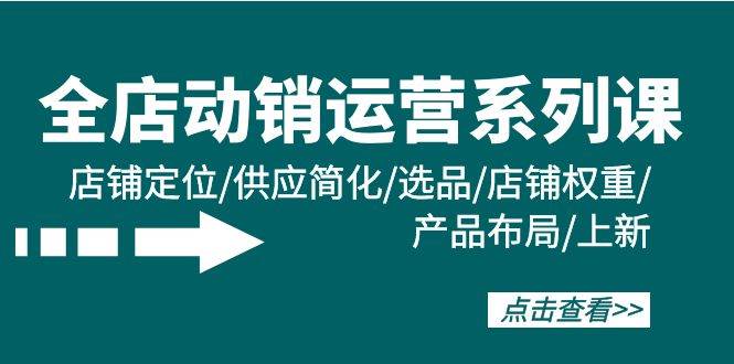 全店·动销运营系列课：店铺定位/供应简化/选品/店铺权重/产品布局/上新-靠谱项目库