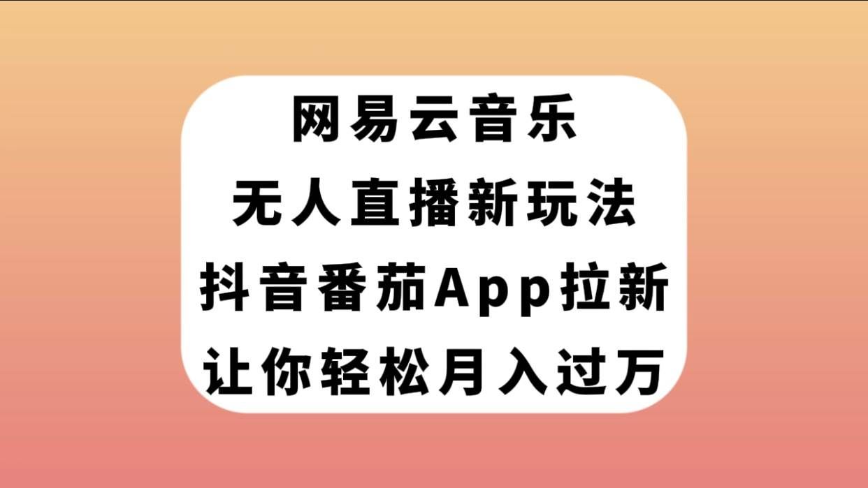 （7599期）网易云音乐无人直播新玩法，抖音番茄APP拉新，让你轻松月入过万-靠谱项目库