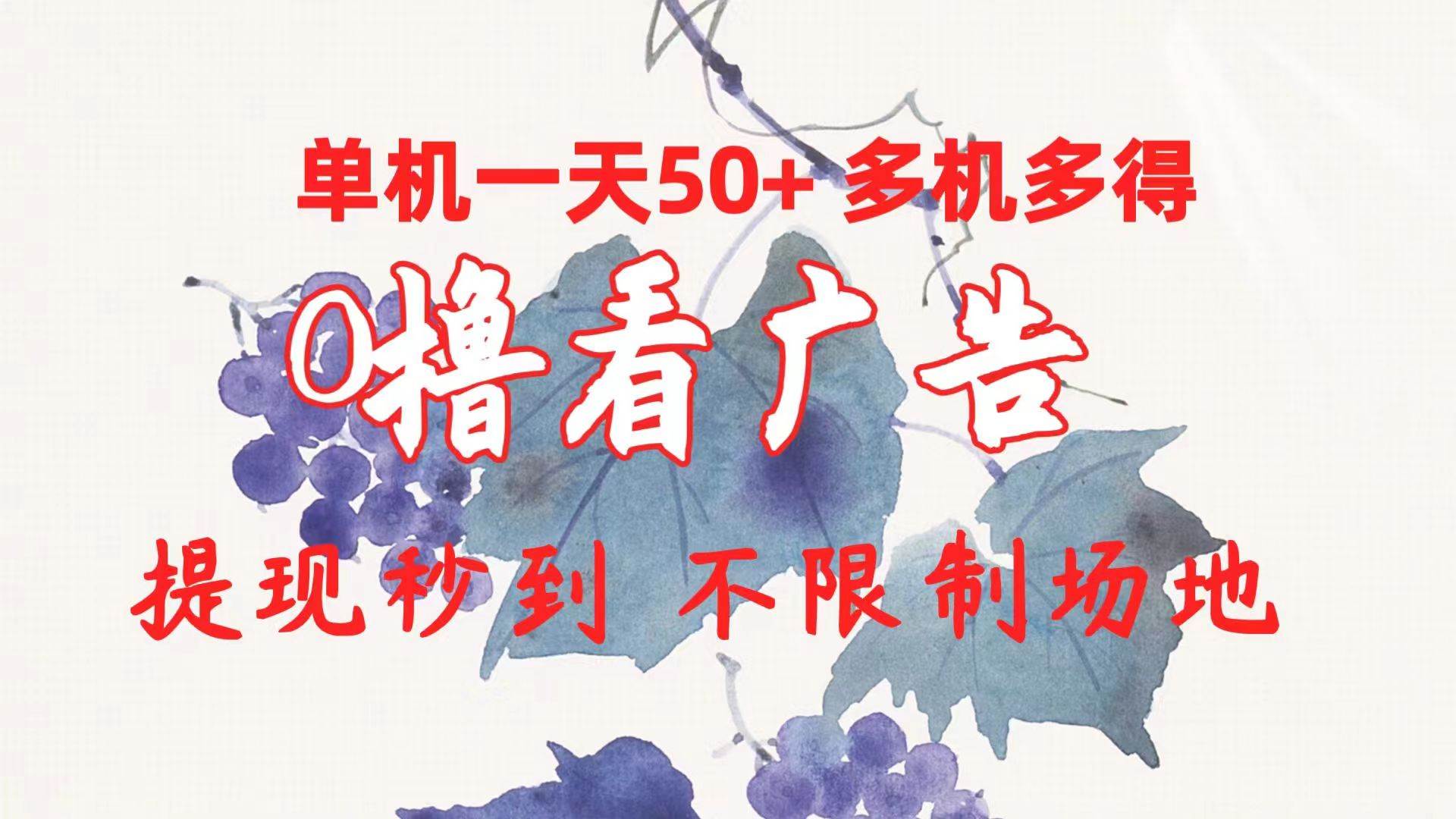 （10241期）0撸看广告 单机一天50+多机多得 提现秒到 不限制场地操作-靠谱项目库