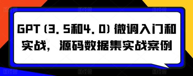 GPT(3.5和4.0)微调入门和实战，源码数据集实战案例-靠谱项目库