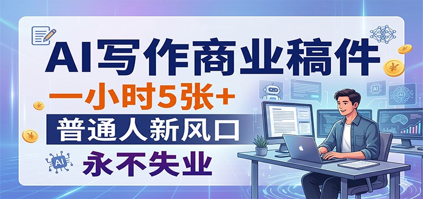 AI写作商业稿件，一小时5张+，普通人新风口，永不失业-靠谱项目库