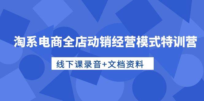 （10192期）淘系电商全店动销经营模式特训营，线下课录音+文档资料-靠谱项目库