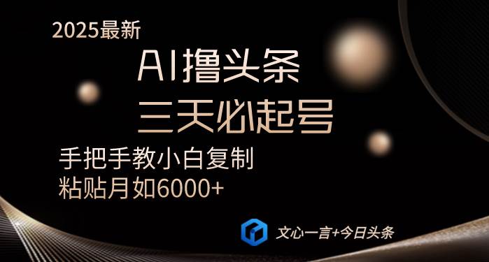 （14102期）AI撸头条三天必起号手把手教小白复制粘贴月入6000+教程-靠谱项目库