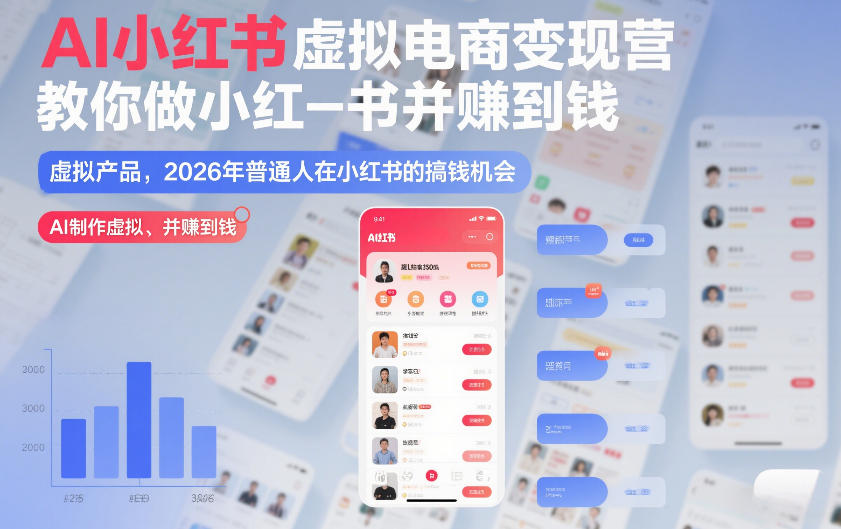 AI小红书虚拟电商变现营，教你做小红书并賺到钱，虚拟产品，2026年普通人在小红书的搞钱机会（更新中）-靠谱项目库