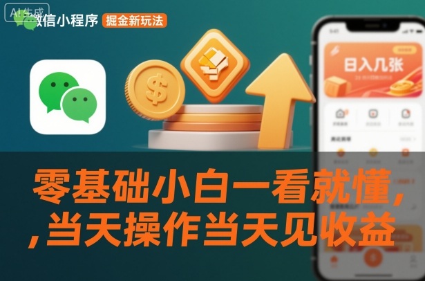 微信小程序掘金新玩法，日入几张，零基础小白一看就懂，当天操作当天见收益【揭秘】-靠谱项目库