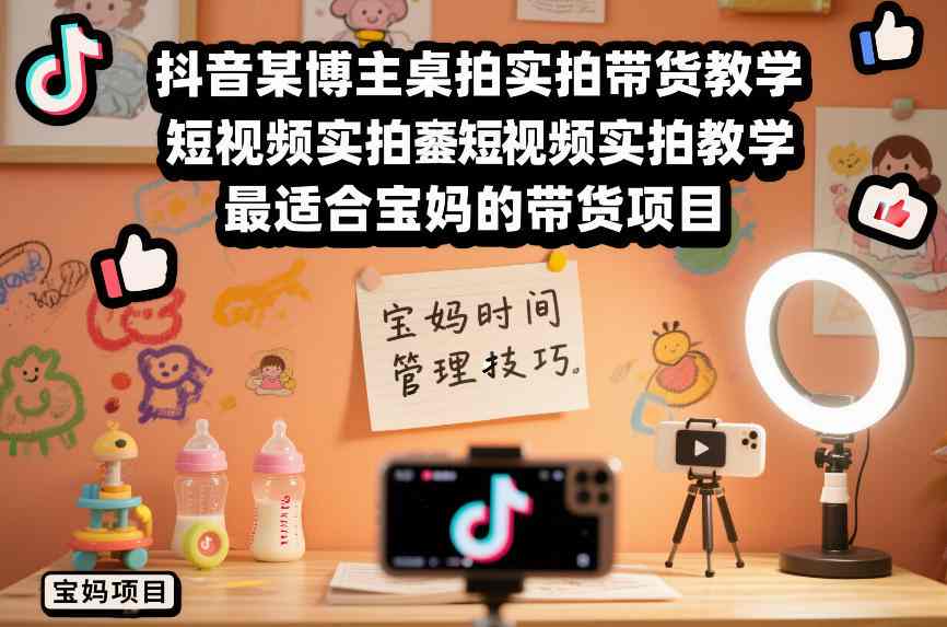 抖音某博主桌拍实拍带货教学，短视频实拍教学，最适合宝妈的带货项目-靠谱项目库