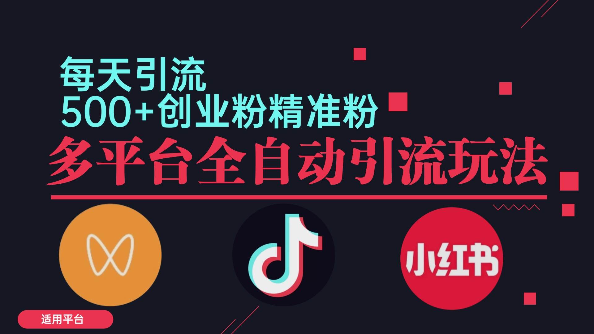 （12765期）小红书抖音视频号截流自热全平台引流打法，全自动引流【日引2000+精准…-靠谱项目库