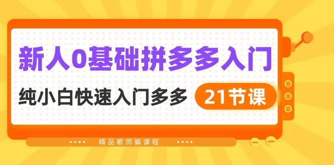 新人0基础拼多多入门，纯小白快速入门多多（21节课）-靠谱项目库