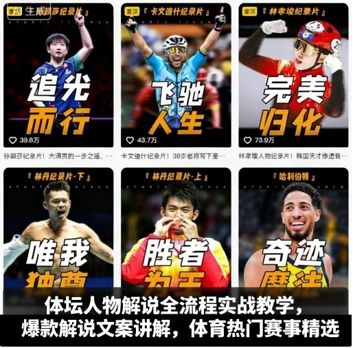 体坛人物解说全流程实战教学，爆款解说文案讲解，体育热门赛事精选-靠谱项目库