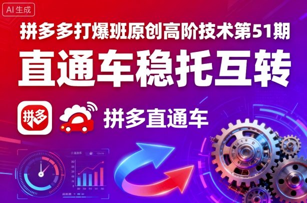 拼多多打爆班原创高阶技术第51期，直通车稳托互转-靠谱项目库