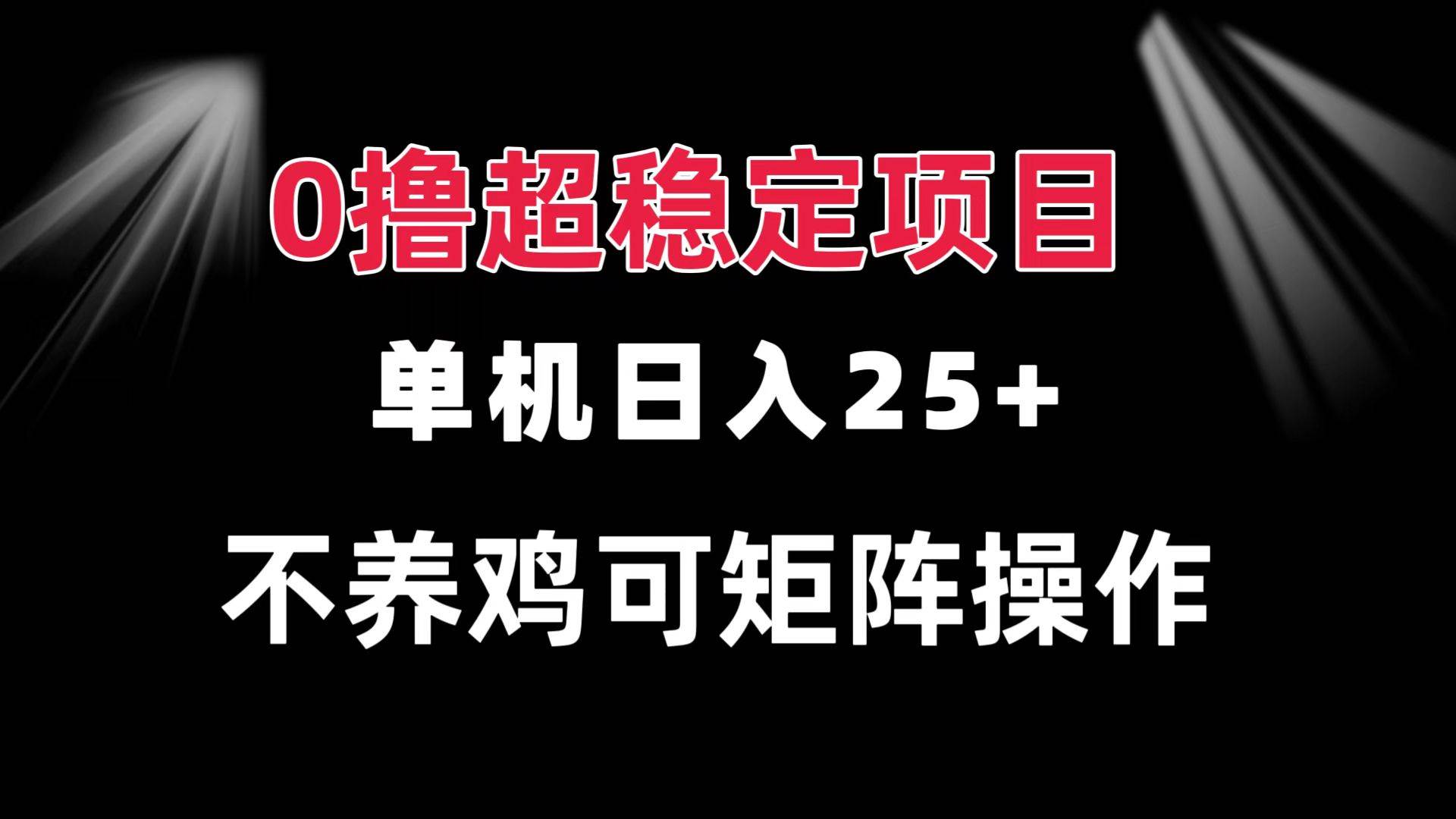 （13355期）0撸项目 单机日入25+ 可批量操作 无需养鸡 长期稳定 做了就有-靠谱项目库