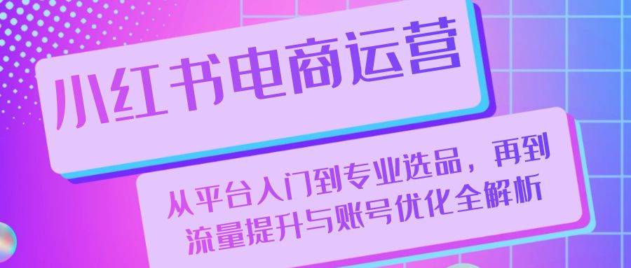 （13043期）小红书电商运营：从平台入门到专业选品，再到流量提升与账号优化全解析-靠谱项目库