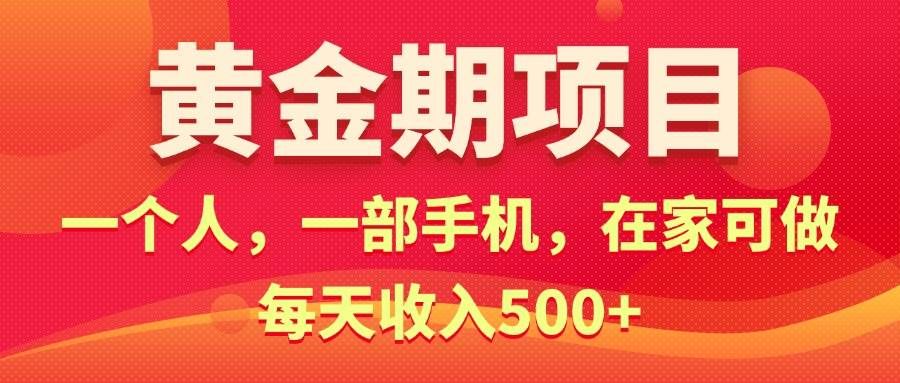 （11527期）黄金期项目，电商搞钱！一个人，一部手机，在家可做，每天收入500+-靠谱项目库