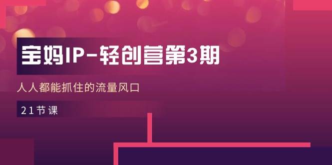 宝妈IP轻创营第3期，人人都能抓住的流量风口（21节课）-靠谱项目库