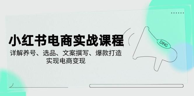 小红书电商实战课程，详解养号、选品、文案撰写、爆款打造，实现电商变现-靠谱项目库