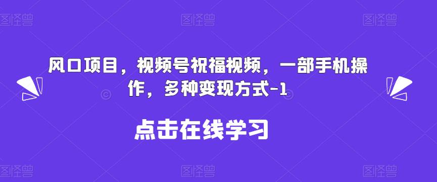 新风口项目，视频号祝福视频，一部手机操作，多种变现方式【揭秘】-靠谱项目库
