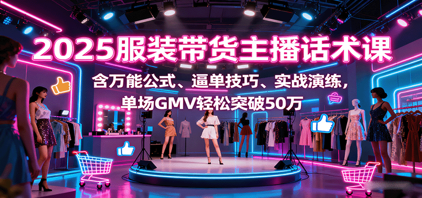 2025服装带货主播话术课，含万能公式、逼单技巧、实战演练，单场GMV轻松突破50万-靠谱项目库