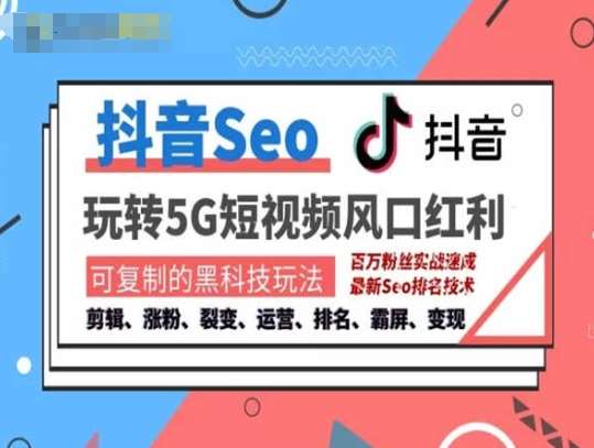 抖音SEO引流培训课程-抓住抖音风口，实现搜索排名，获取精准流量，快速成交变现-靠谱项目库