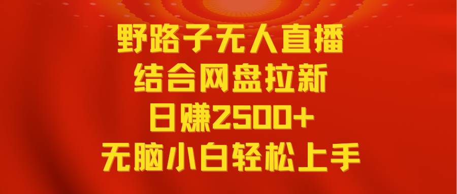 （9025期）无人直播野路子结合网盘拉新，日赚2500+多平台变现，小白无脑轻松上手操作-靠谱项目库
