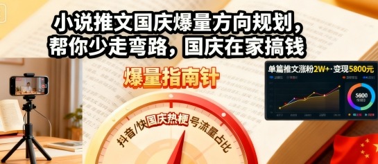 小说推文国庆爆量方向规划，帮你少走弯路，国庆在家搞钱-靠谱项目库