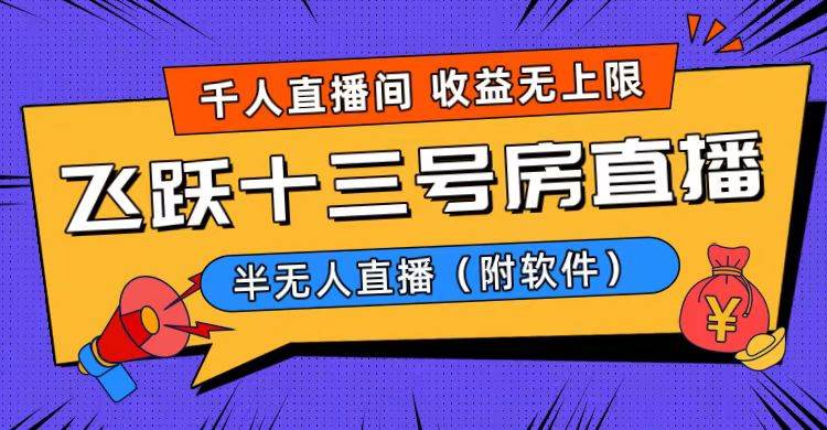 爆火飞跃十三号房半无人直播，一场直播上千人，日入过万！（附软件）-靠谱项目库