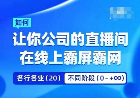 企业矩阵直播霸屏实操课，让你公司的直播间在线上霸屏霸网-靠谱项目库
