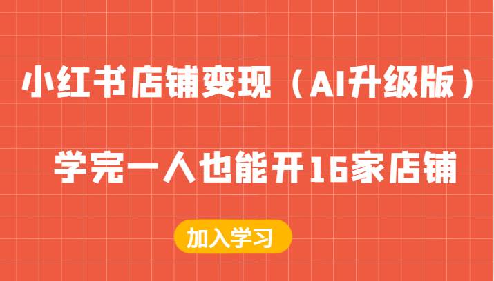 小红书店铺变现（AI升级版），学完一人也能开16家店铺-靠谱项目库
