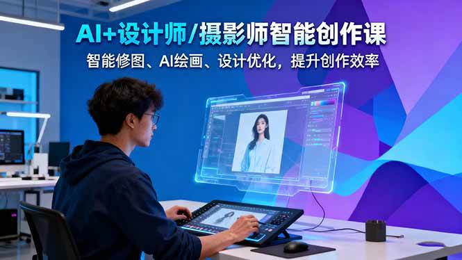 AI+设计师/摄影师智能创作课：智能修图、AI绘画、设计优化，提升创作效率-靠谱项目库