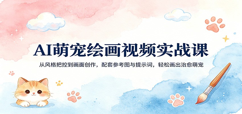 AI萌宠绘画视频实战课：从风格把控到画面创作，配套参考图与提示词，轻松画出治愈萌宠-靠谱项目库