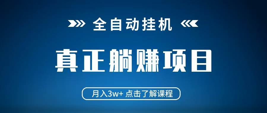 全自动挂机项目 月入3w+ 真正躺平项目 不吃电脑配置 当天见收益-靠谱项目库