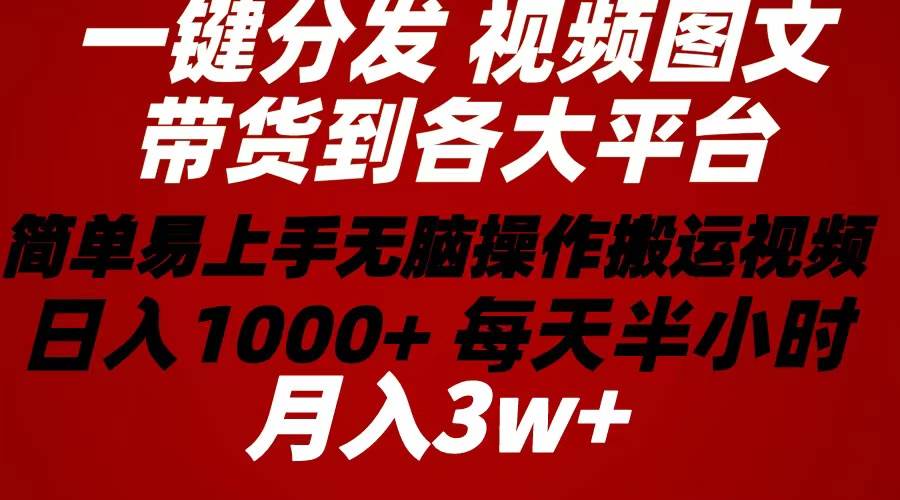2024年 一键分发带货图文视频  简单易上手 无脑赚收益 每天半小时日入1…-靠谱项目库