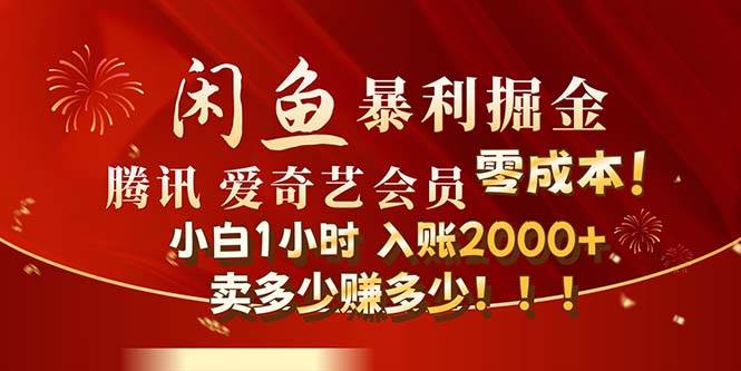闲鱼全新暴力掘金玩法，官方正品影视会员无成本渠道！小白1小时收...-靠谱项目库