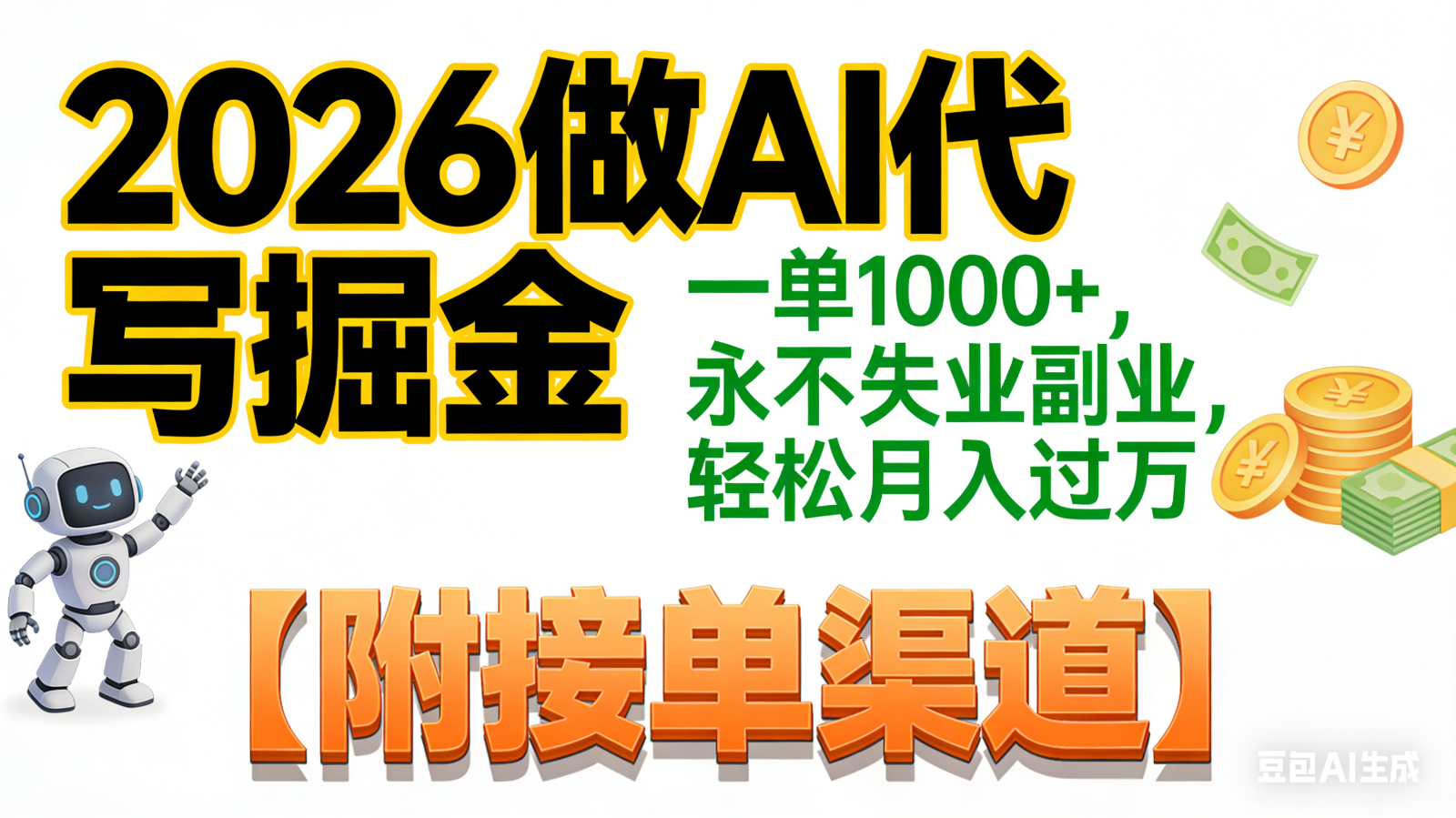 2026做AI代写掘金，一单1000+，永不失业副业，轻松月入过万,【附接单渠道】-靠谱项目库