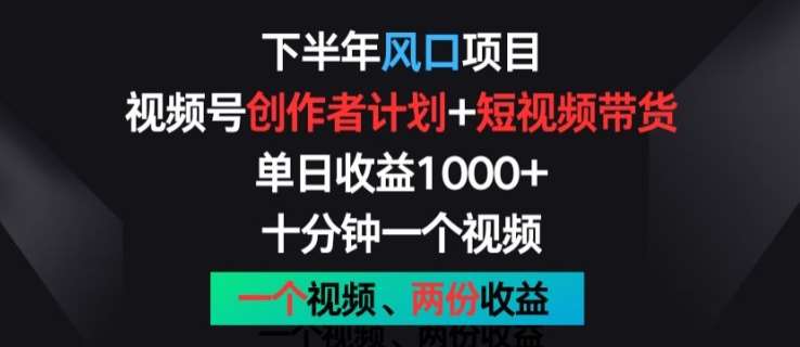 下半年风口项目，视频号创作者计划+视频带货，一个视频两份收益，十分钟一个视频【揭秘】-靠谱项目库