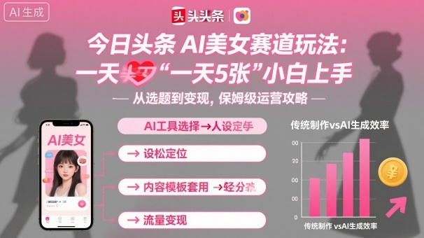 今日头条AI美女赛道玩法,一天轻松5张,小白轻松上手-靠谱项目库