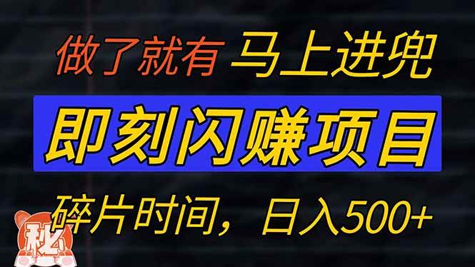 （14384期）零门槛 即刻闪赚项目！！！仅手机操作，利用碎片时间，轻松日赚500+-靠谱项目库