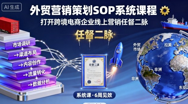 外贸营销策划SOP系统课程，打开跨境电商企业线上营销任督二脉-靠谱项目库