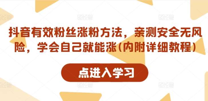 抖音有效粉丝涨粉方法，亲测安全无风险，学会自己就能涨(内附详细教程)-靠谱项目库