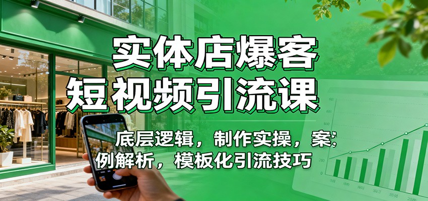 实体店爆客短视频引流课：底层逻辑，制作实操，案例解析，模板化引流技巧-靠谱项目库