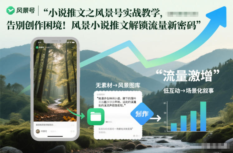 小说推文之风景号实战教学，告别创作困境！风景小说推文解锁流量新密码-靠谱项目库