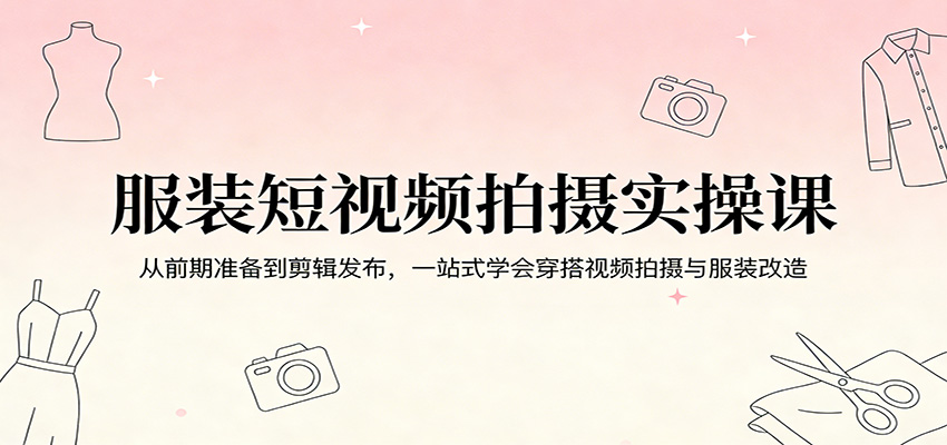 服装短视频拍摄实操课：从前期准备到剪辑发布，一站式学会穿搭视频拍摄与服装改造-靠谱项目库