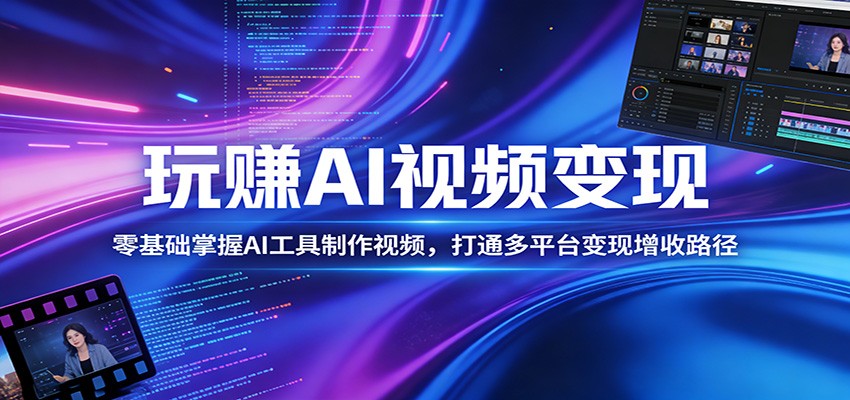 玩赚AI视频变现，零基础掌握AI具制作视频，打通多平台变现增收路径-靠谱项目库