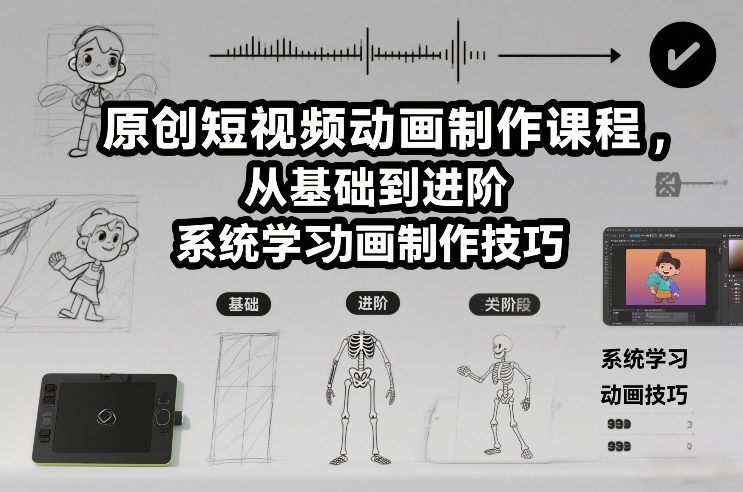 原创短视频动画制作课程，从基础到进阶，系统学习动画制作技巧-靠谱项目库