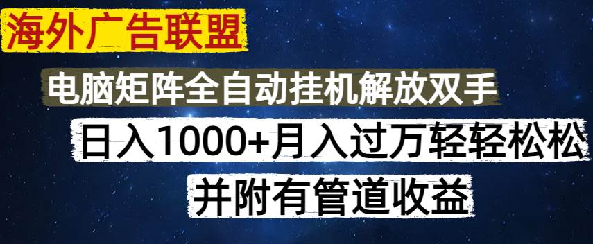 （14540期）海外广告联盟每天几分钟日入1000+无脑操作，可矩阵并附有管道收益-靠谱项目库